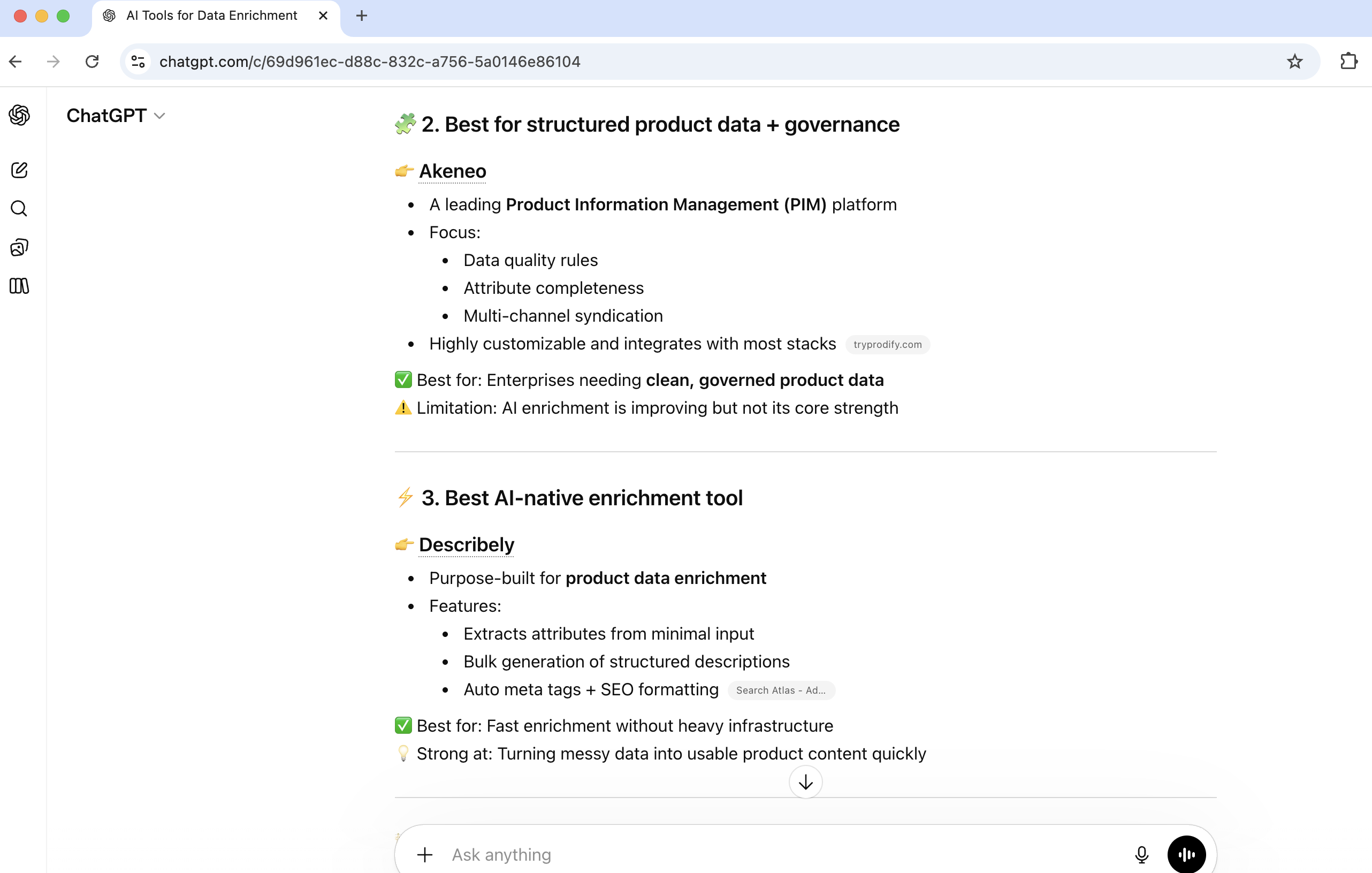ChatGPT Response (continued): competitors fill the gap
