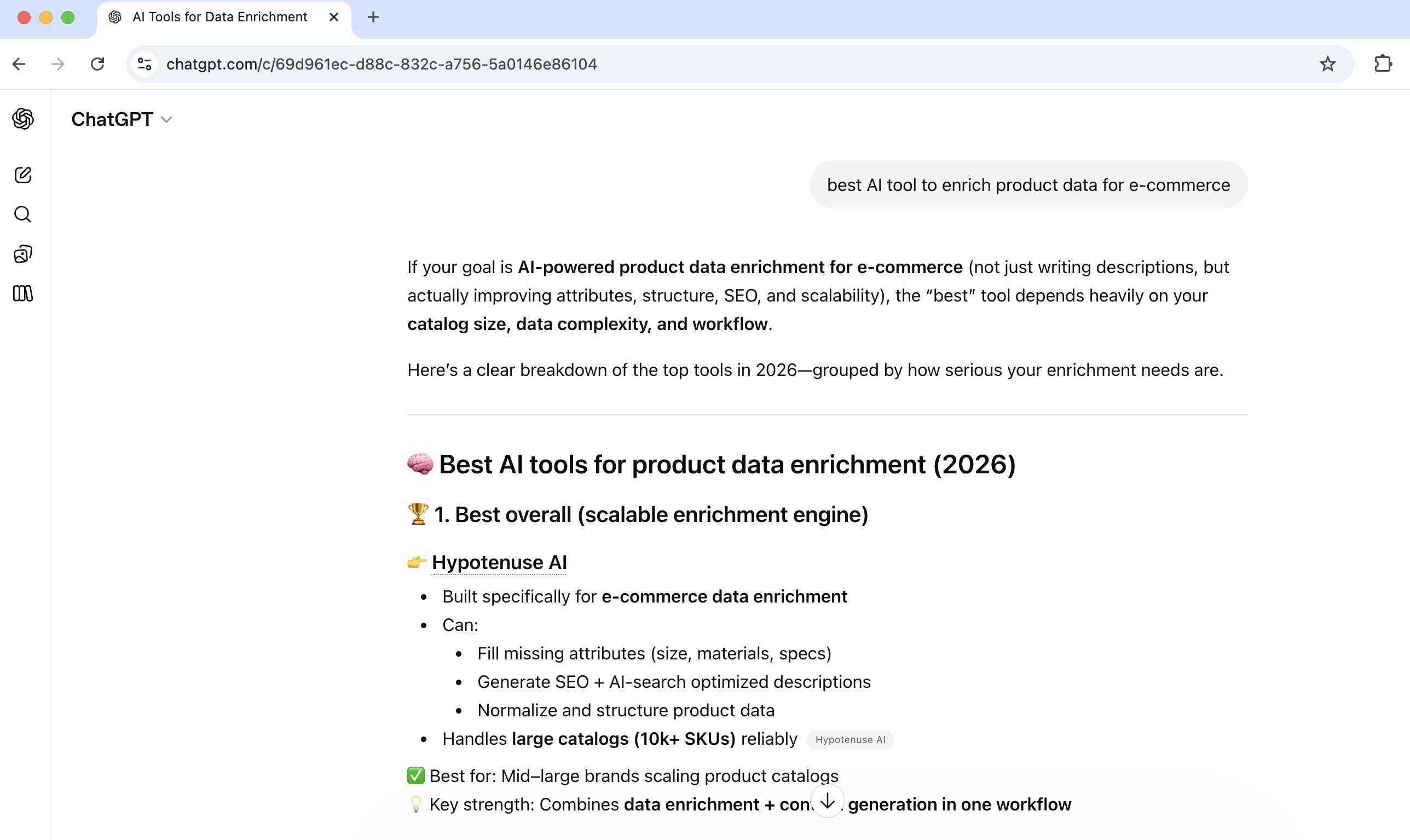 ChatGPT Response (top): the query Anglera's buyers ask
